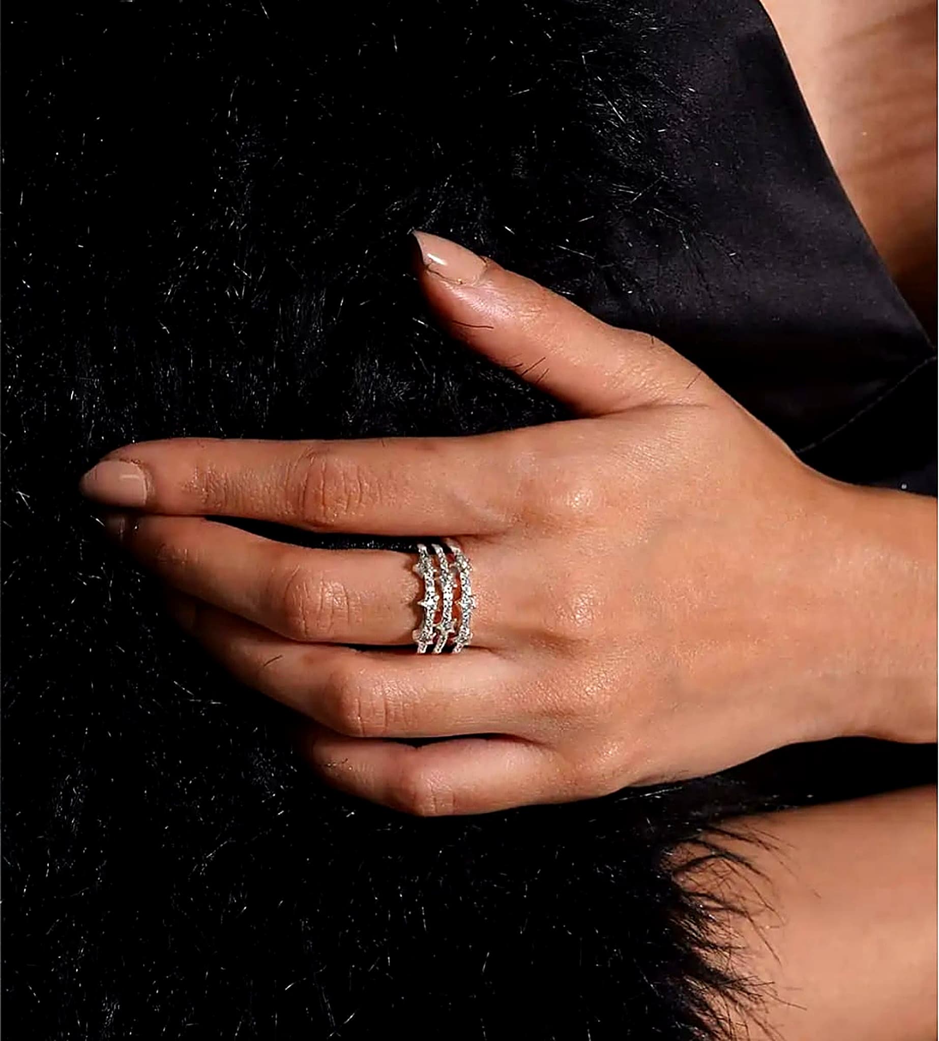 Triple Stacked Diamond Pavé Cocktail Bands